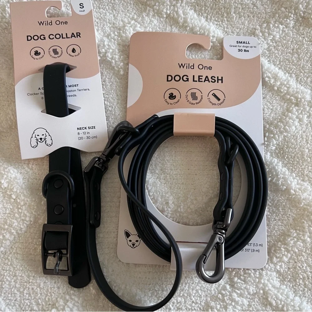 NEW Wild One leash and collar black set size small